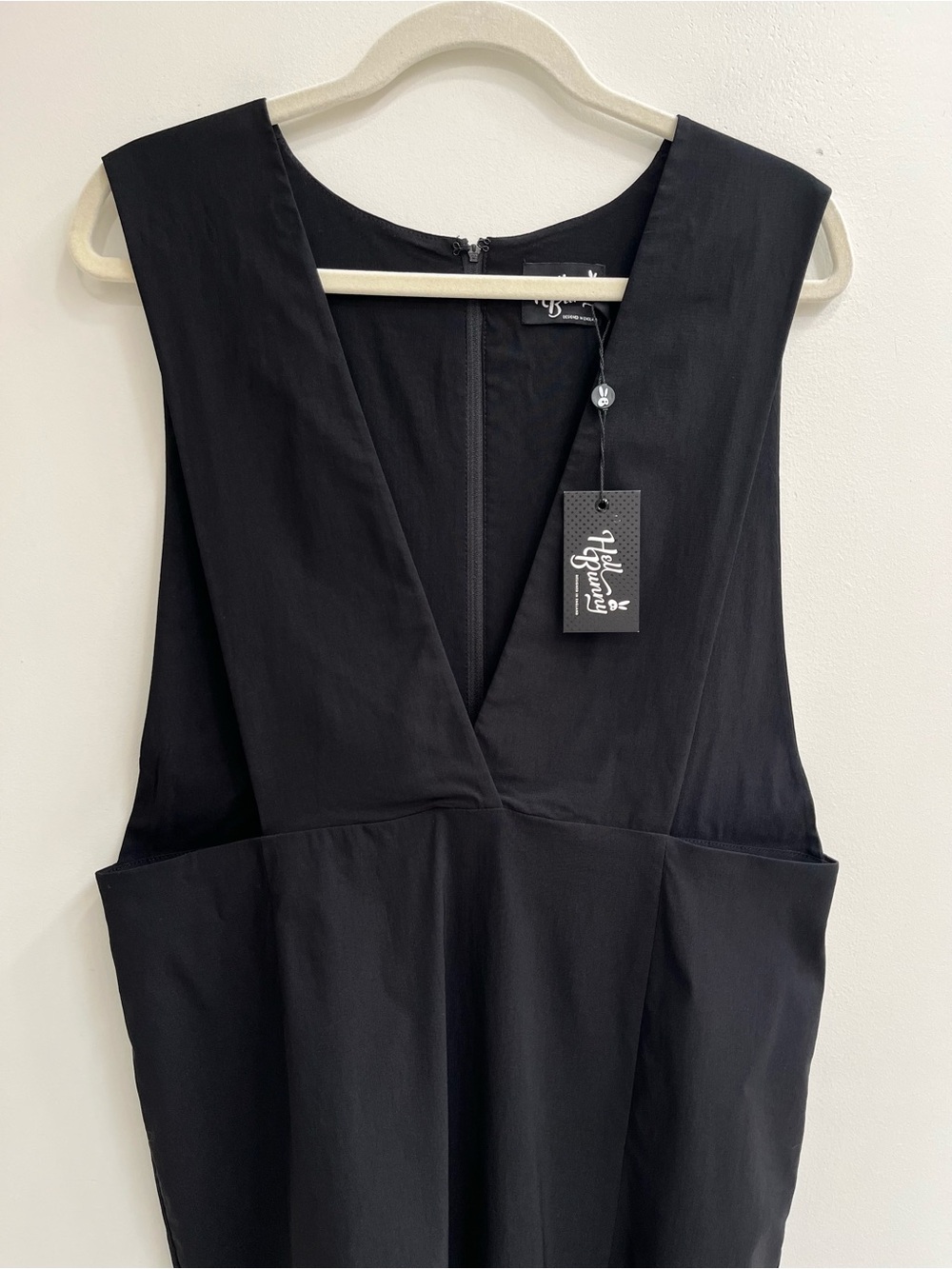 Hell Bunny Pinafore Apron Layering Sheath Midi Dress Black Retro Plus Size 2x — image 4 of 8